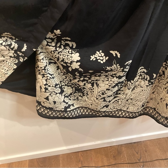 JONES NEW YORK Sz 12 Wrap Silk Cotton Sheer Tab Sleeve Floral  Hem Bow Dress - Picture 12 of 17